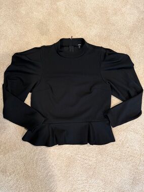 Express Black Peplum Long-Sleeve Top